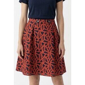 NWT Anthropologie Eva Franco Mariner A-Line Skirt Red Navy Geometric Size 12